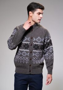 Muški žakardni džemper sa dugmad kopčanjem