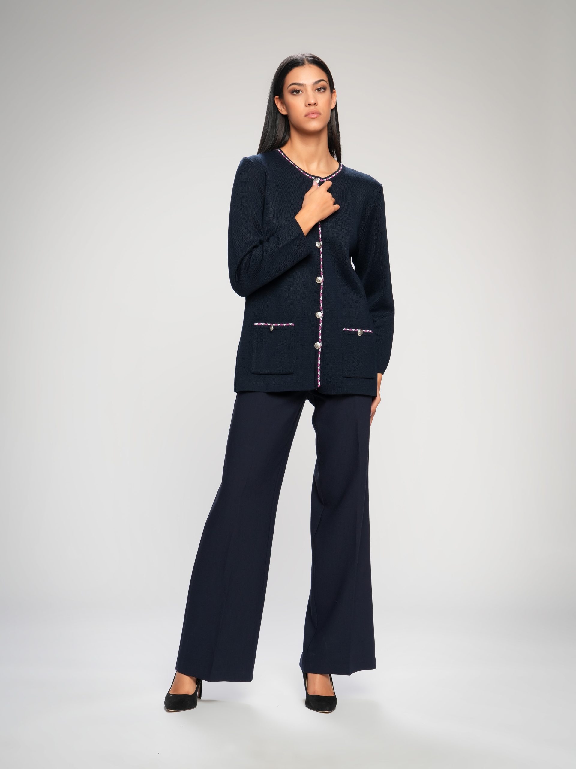 Ženski dugačak džemper na kopčanje