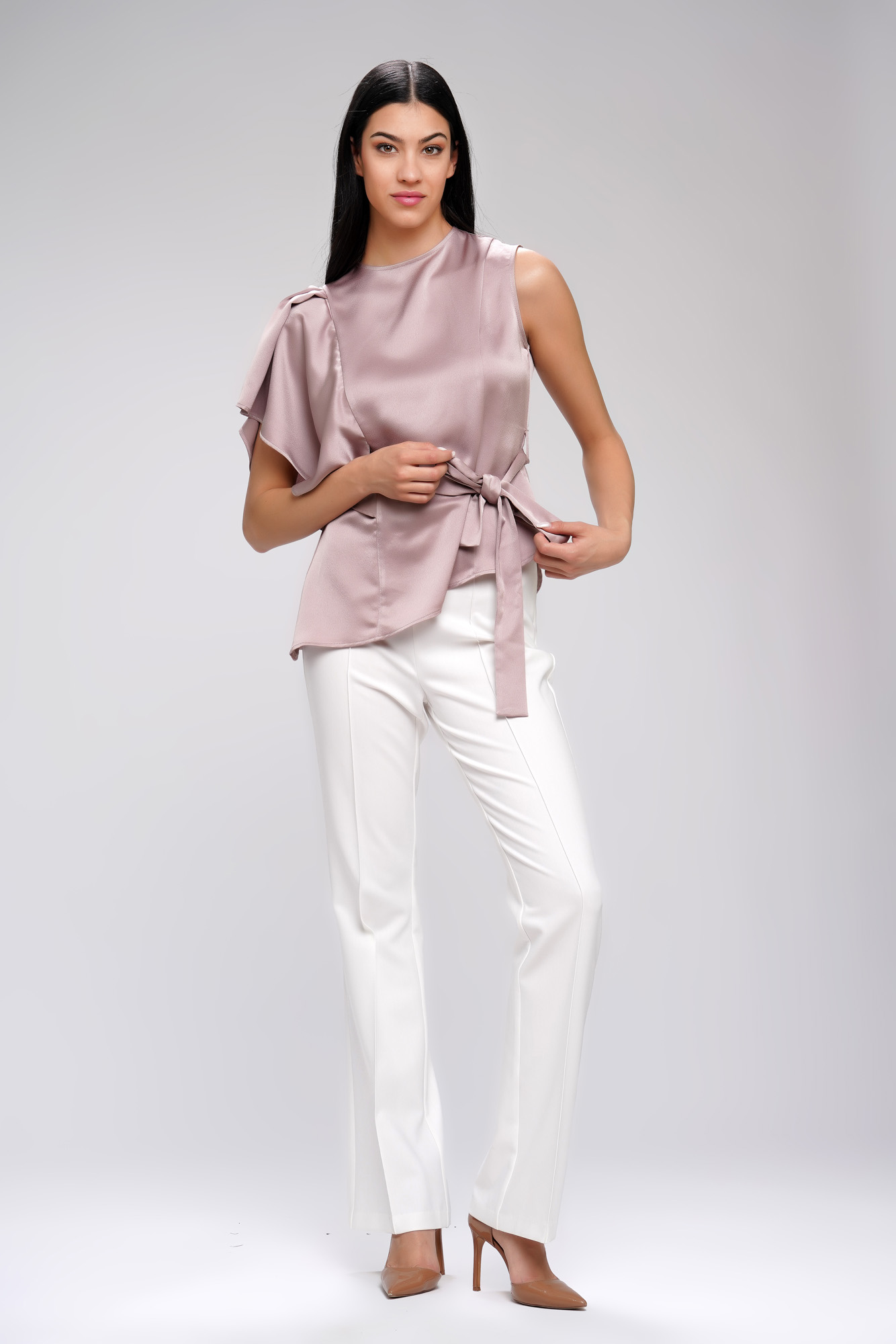 Ženska bluza od satena asimetrična