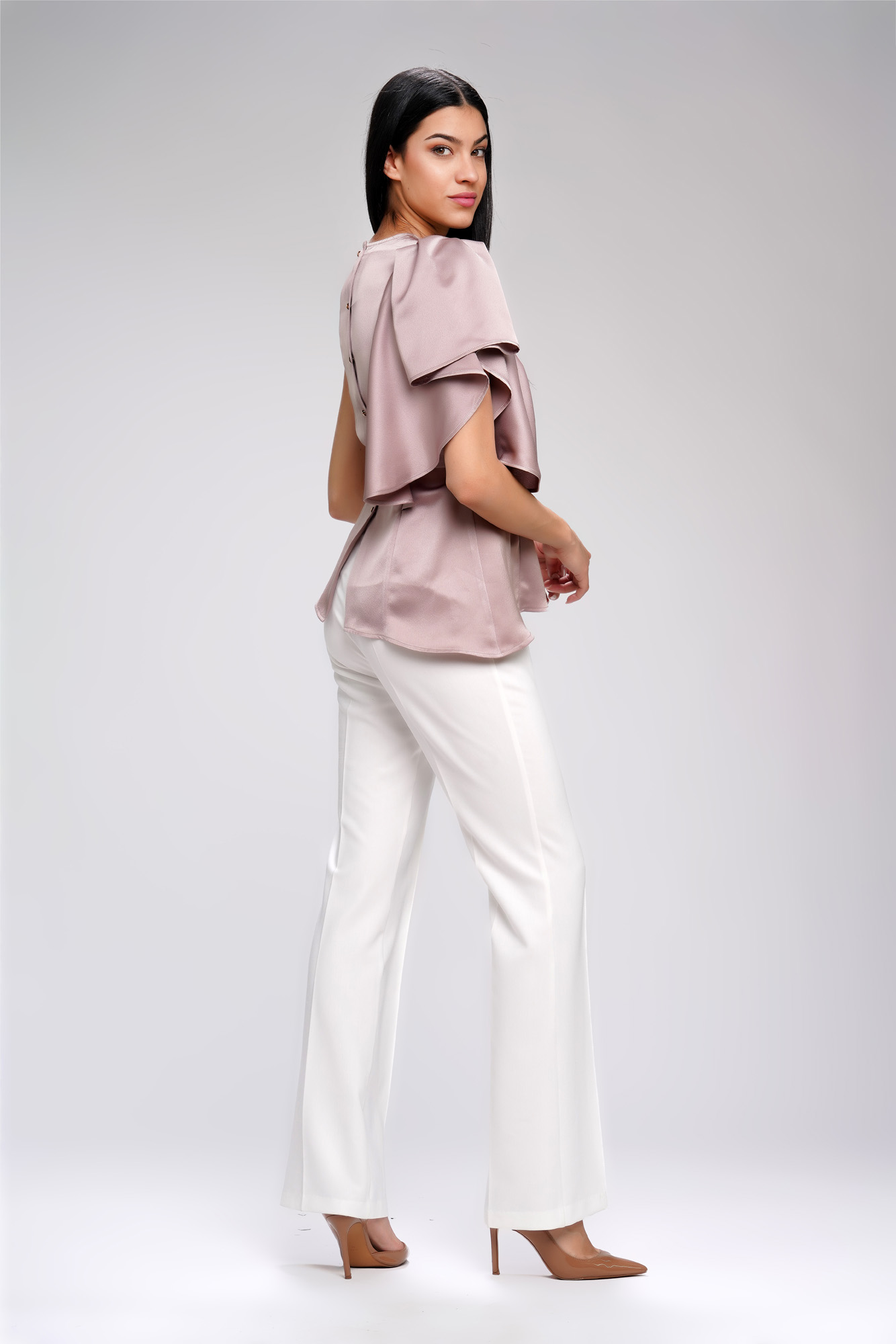 Ženska bluza od satena asimetrična